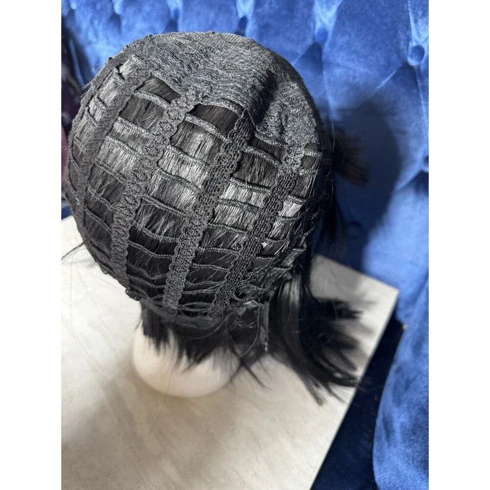 Vacation Synthetic Black Bob Wig with Bangs for Women Daily Use Cosplay Party